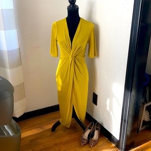 Chartreuse midi slinky dress